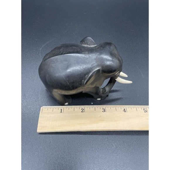 Hand Carved Wooden Elephant Family Mama And Babies Set Of 3 Vintage Elephants - Picture 10 of 15